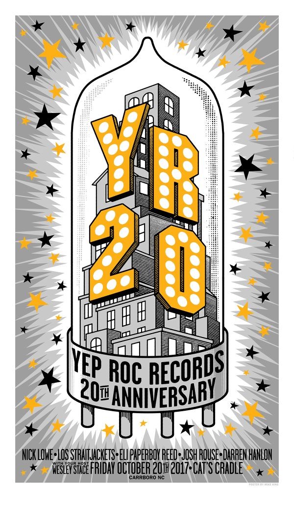 Yep Roc 20 - Friday 10/20 Silk Screened Poster (Mike King)