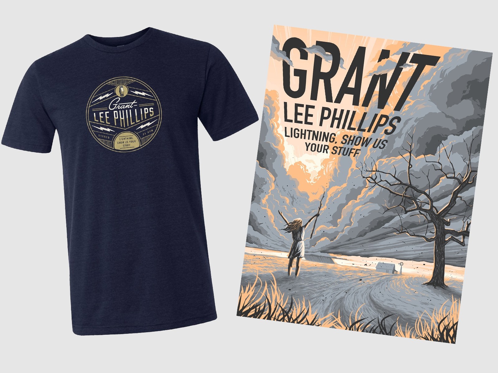 Lightning, Show Us Your Stuff BUNDLE [PRE-ORDER / Grant-Lee Phillps Completist T-Shirt + Poster Bundle]