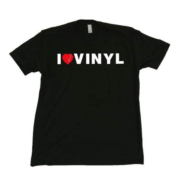 Yep Roc - I Heart Vinyl - T Shirt (Black) Medium