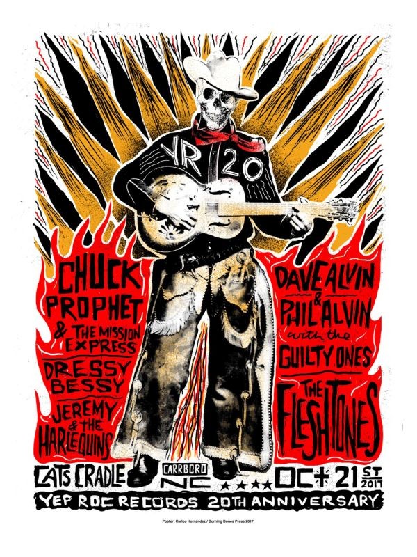 Yep Roc 20 - Saturday 10/21 Silk Screened Poster - NIGHT SHOW (Carlos Hernandez)